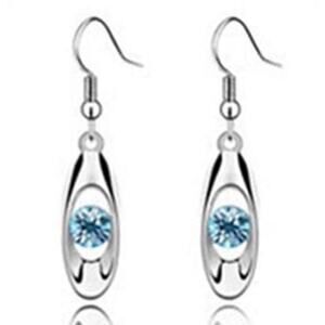 Silver with aqua Stone Drop Earrings
